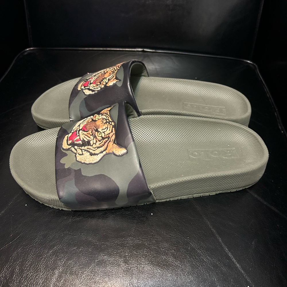 Polo by Ralph Lauren Green Tiger Slide Sandals